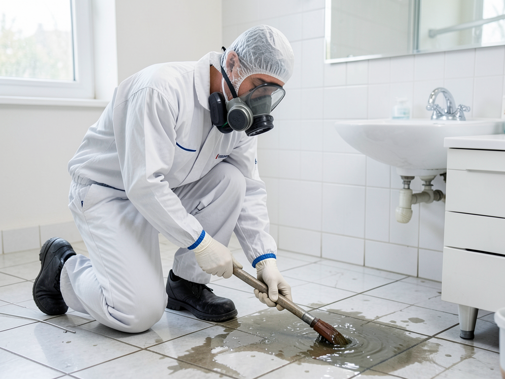 Cleaning tile and grout after a backup in the arag