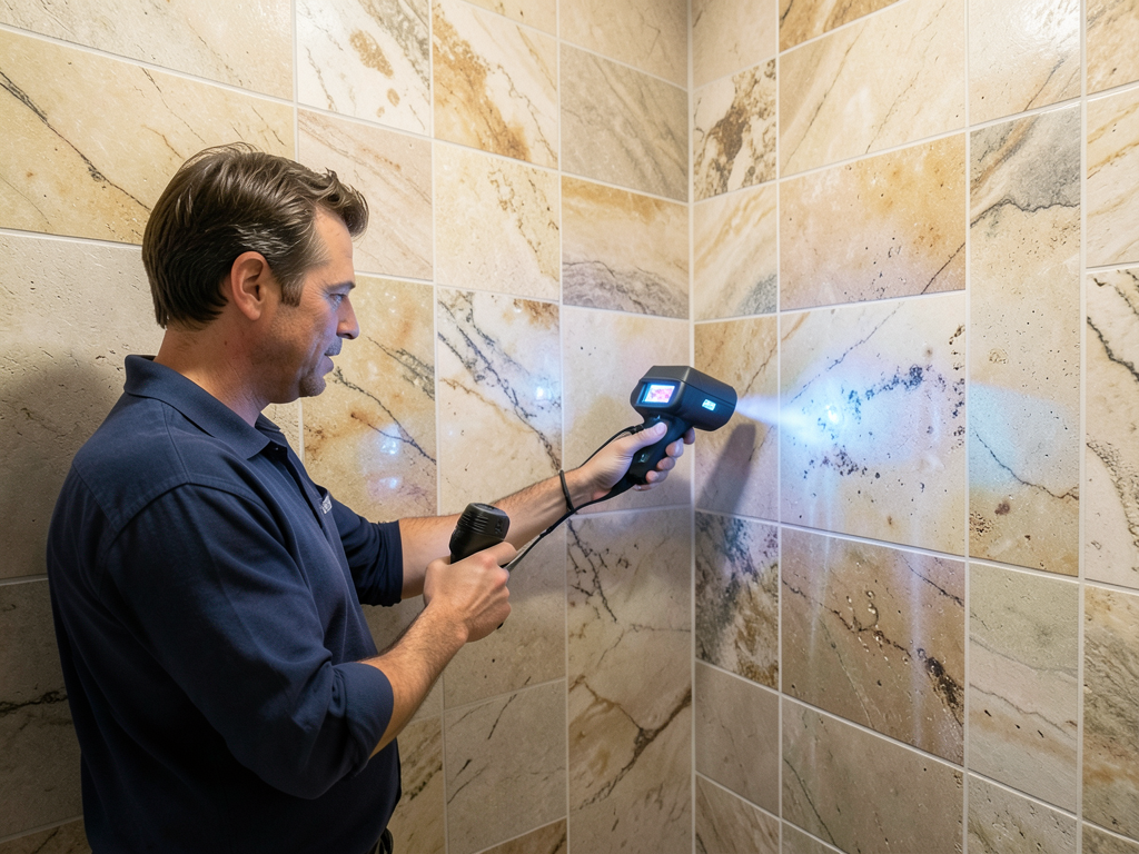 Finding Leaks Behind Natural Stone Shower Walls in Your North End Master Bath
