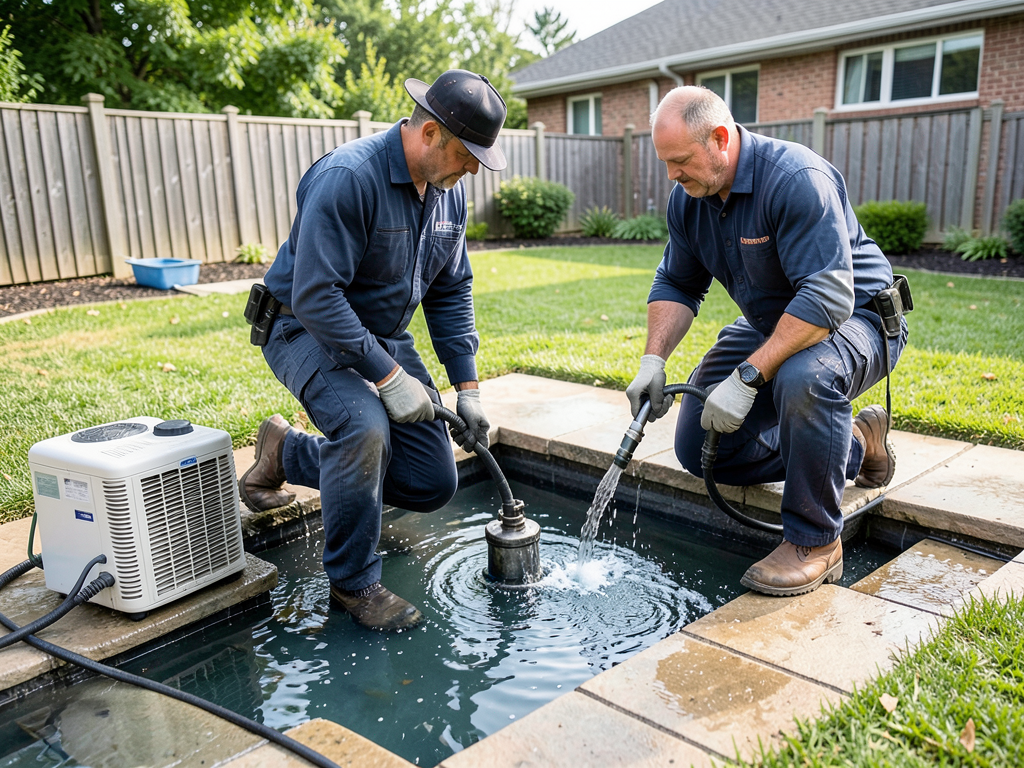 Repairing damage from a backyard pool overflow in